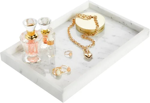 Miniatura 7 de Juvale Bandeja grande de mármol para tocador, organizador de joyas y cosméticos con organizador de cajones, exhibición de baño con bandeja de jabón