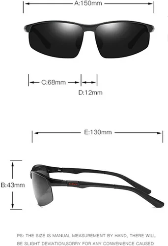 Miniatura 9 de Gafas de sol polarizadas de montura completa para hombres y mujeres, gafas de lectura deportivas envolventes con protección UV Negro
