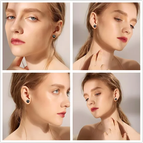 Miniatura 4 de SmileBelle Aretes tipo dormilona para mujer, de plata de ley de 18 quilates, con turquesa, como regalo de cumpleaños, aretes de cristal de perlas
