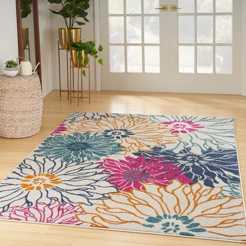 Miniatura 42 de Nourison Passion - Alfombra azul, de 6 pies, 7 pulgadas x 9 pies, 6 pulgadas, floral, campestre, fácil de limpiar, no desprende pelo