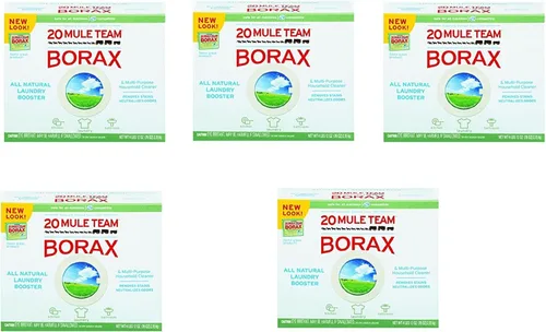 20 Mule Team - Potenciador de ropa de bórax, polvo kCyemx, 5 paquetes (4 libras)
