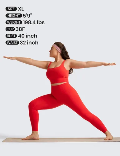 Miniatura 29 de CRZ YOGA Butterluxe Brasier deportivo de cuello cuadrado para mujer, estilo camiseta corta sin mangas, acolchado con soporte integrado para yoga
