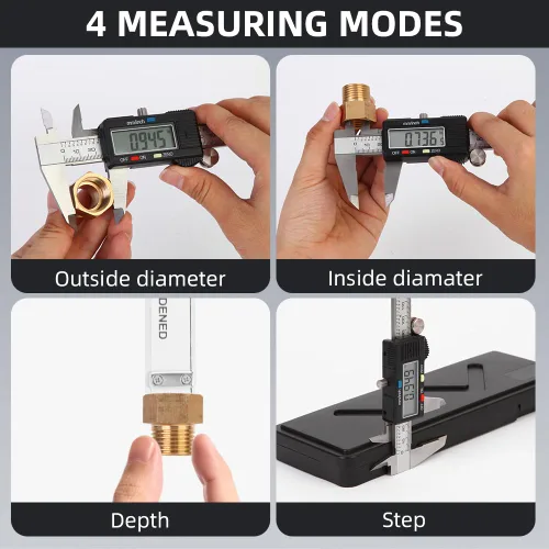 Miniatura 3 de Calibre digital herramienta de medición, calibre vernier digital de acero inoxidable, calibradores de micrómetro con gran pantalla LCD, función
