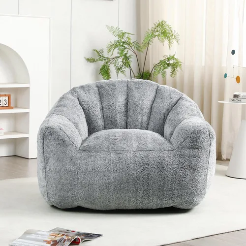Miniatura 11 de mikibama Puf de 41.4 pulgadas con brazos, cómodas sillas de puf de piel sintética sin hueso para adultos y niños, sofá de suelo con canales