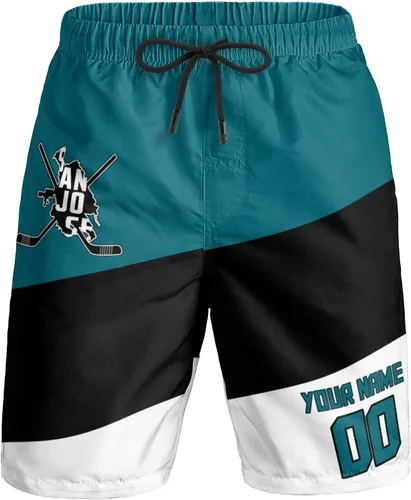 Miniatura 14 de Custom Hockey Men's Shorts Gifts for Men Casual City Youth Fans Sport Beach Shorts Add Name & Number Quick Dry