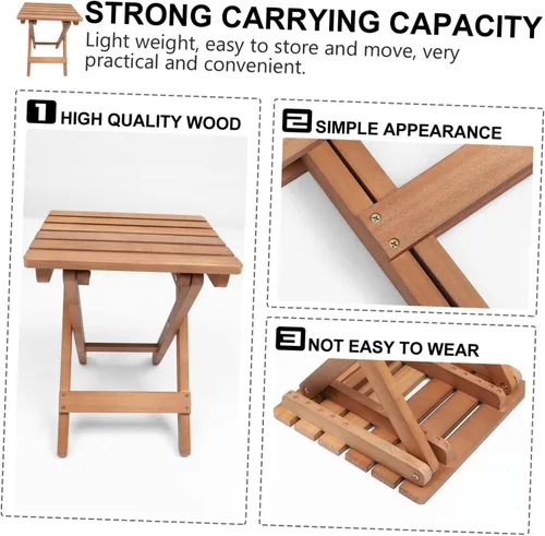 Miniatura 5 de Chic Solid Wood Long Strip Folding Chair Stool Kitchen Stool Portable Natural Wood