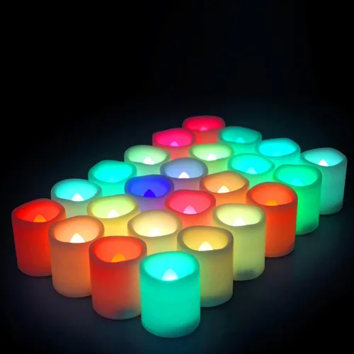 Miniatura 16 de CANDLE CHOICE Velas votivas sin llama que funcionan con pilas, luces LED eléctricas parpadeantes de plástico blanco falsas, velas de té altas a