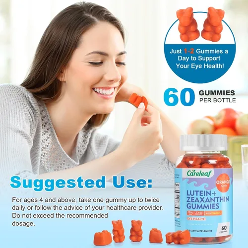 Miniatura 6 de Suplementos veganos de luteína y zeaxantina, luteína para ojos con zeaxantina y vitamina A, gomitas de luteína para alivio de ojos secos y visión