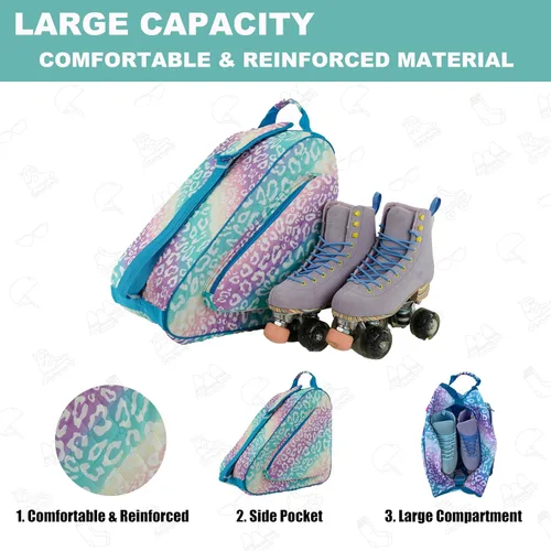 Miniatura 6 de HEXIFUL Bolsa para Patines de Hielo, En Línea, Roller y Quad - Para Niños y Adultos Arco iris/Leo