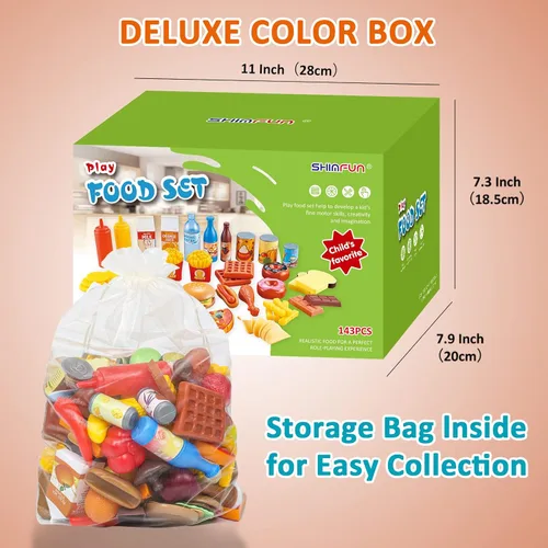 Miniatura 6 de Juego de alimentos Shimfun Play de 143 piezas de comida para niños de cocina – surtido de alimentos de juguete – Alimentos para niños – Juguetes
