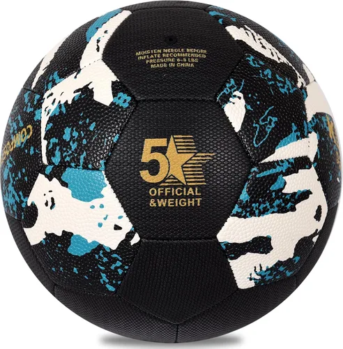 Miniatura 2 de KUYOTQ Soccer Ball, Machine Stitched PU/TPU Leather Soccer Ball Match & Training for Kids Youth Adult, Professional Construction for Durable in and