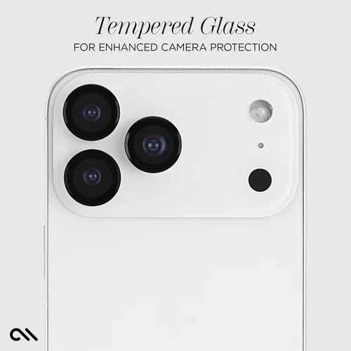 Miniatura 5 de Case-Mate Protector de lente de cámara con anillos negros de aluminio para iPhone 17 Pro Max/iPhone 17 Pro, doble vidrio templado, antiarañazos
