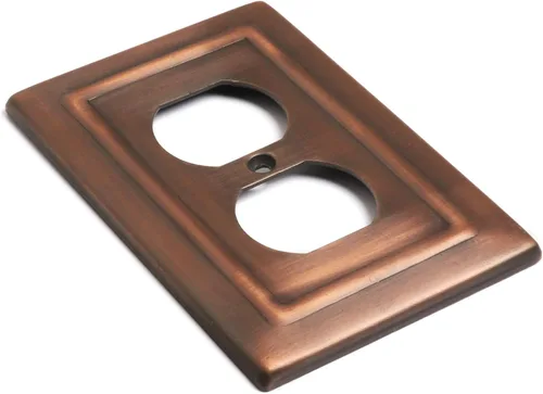 Miniatura 3 de Monarch Abode Placa de cubierta de toma de corriente dúplex – Placas de pared de enchufe de cobre antiguo de 1 banda, placas de cubierta de toma