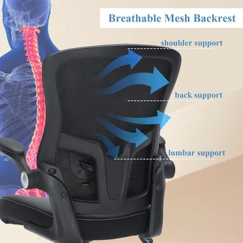 Miniatura 6 de Silla de oficina, cojín de piel sintética, silla de escritorio ergonómica con brazos abatibles, sillas de escritorio de oficina en casa de 300