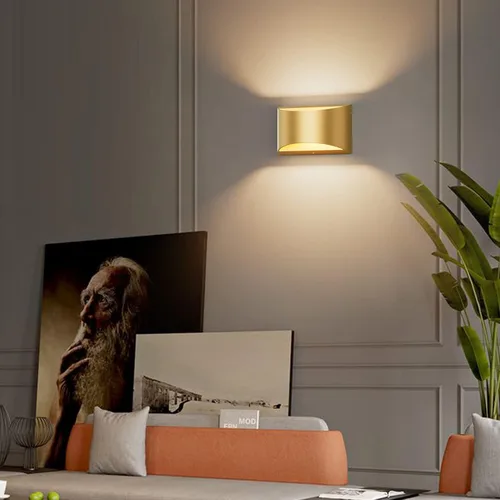 Miniatura 6 de Aipsun Juego de 2 apliques de pared dorados para interiores, con cableado, luces de montaje en pared arriba y abajo, para sala de estar, dormitorio