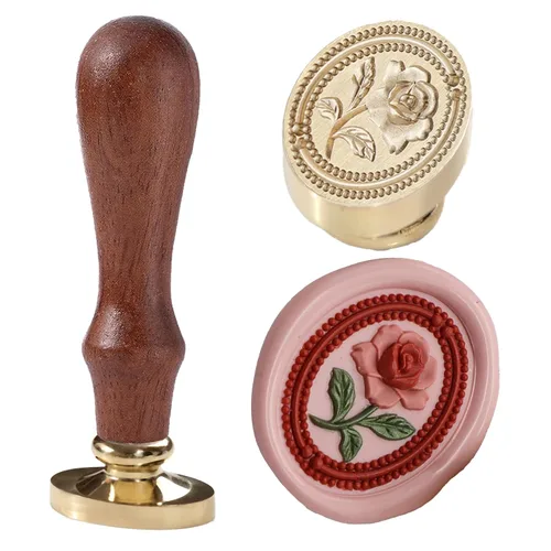 Miniatura 15 de Sello de cera – Sello de cera de sellado de semillas de loto, sello floral y vegetal, cabeza de sello de flor de loto ovalada para tarjetas, sobres