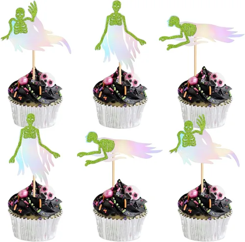 Miniatura 18 de 24 piezas de Halloween Baby Boo Cupcake Toppers Boo Ghost Cupcake Picks Baby Shower Halloween Boy Girl First Birthday Party Decoración Suministros