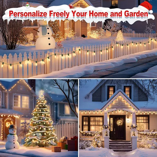 Miniatura 5 de USOKYO 20 bombillas LED C9 de 30 pies, luces LED de Navidad para exteriores, bombillas LED blancas cálidas, impermeables, conectables, luces