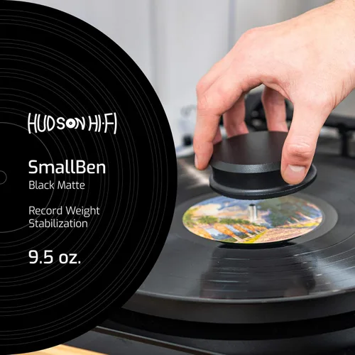 Miniatura 2 de Hudson Hi-Fi SmallBen - Estabilizador de peso con almohadilla protectora de cuero, peso de vinilo de 9 onzas, estabilizador LP duradero y elegante