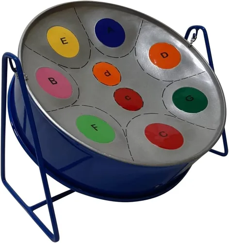 Steelpan en miniatura (tambor de acero) de 10 pulgadas de diámetro, 9 notas con instrucciones fáciles para principiantes (piratán arco iris), color
