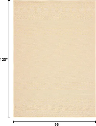 Miniatura 2 de SAFAVIEH Alfombra lavable para exteriores, colección Courtyard de 2.3 x 6.7 pies, beige y azul aguamarina, no desprende pelusa y es fácil