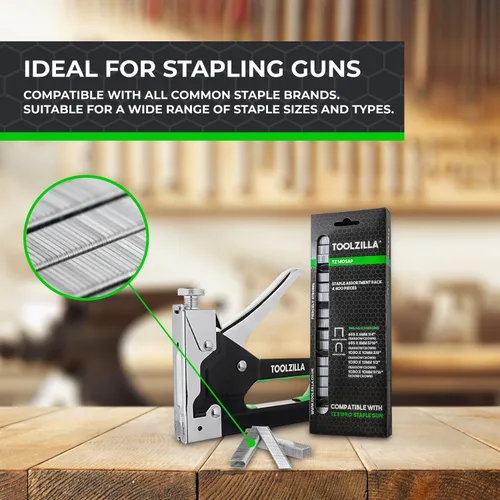 Miniatura 4 de TOOLZILLA Paquete surtido de grapas, 4,400 piezas, variedad para pistola de grapas y grapadora, incluyendo corona estrecha y corona redonda