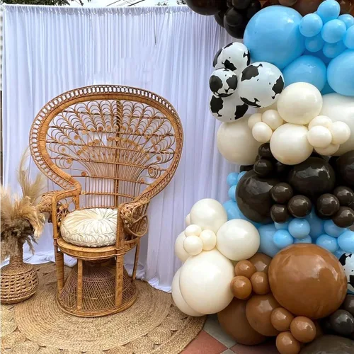 Miniatura 4 de Juego de 60 globos de vaca azul y marrón, globos de vaca marrón y azul de 12 pulgadas para fiestas de adultos, decoración de fiesta temática