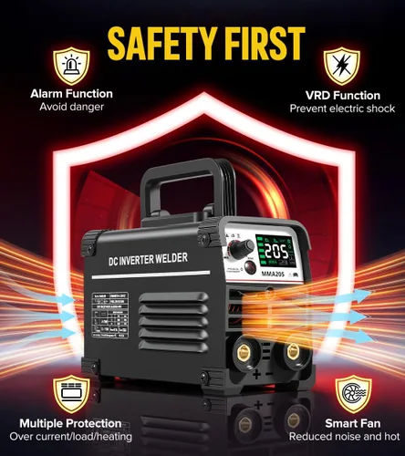 Miniatura 5 de HONE Máquina de Soldadura MINI Mejorada, 205 Amperios Incluye 25 Varillas Soldador de Electrodo con Soldadura Lift Tig, Máquina Soldadora Mini
