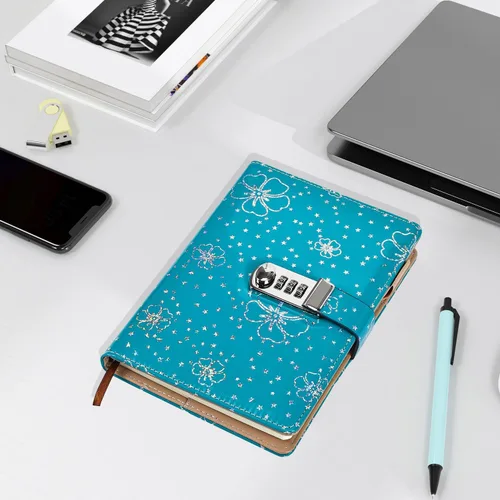 Miniatura 2 de ARRLSDB PU Leather Journal with Lock, A5 Size Diary with Combination Lock (Journal with Combination Lock) Password Notebook Locking Student Diary