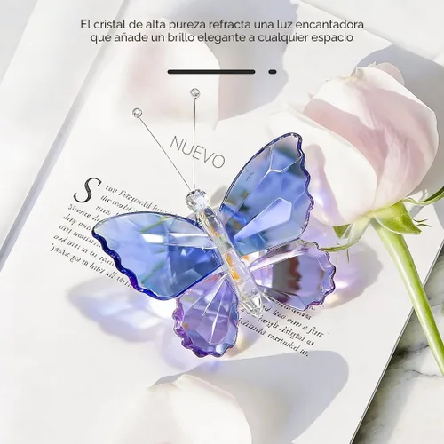 Miniatura 2 de H&D HYALINE & DORA Decoración de adorno animal de mariposa de corte de cristal para mesa de oficina, dormitorio en casa Azul & Púrpura
