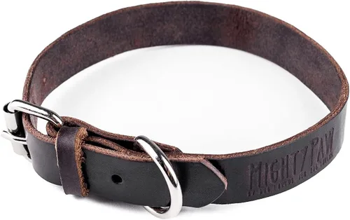 Collar de perro de cuero Mighty Paw - Cuero genuino envejecido - Hebilla de metal fuerte - Comodidad máxima - Estilo moderno para todas las razas de