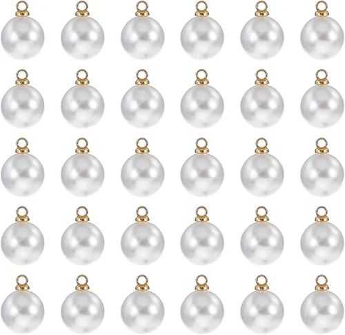 Miniatura 8 de PATIKIL 100 cuentas de perlas de perlas de imitación para hacer joyas, pulseras, aretes, collar, Navidad