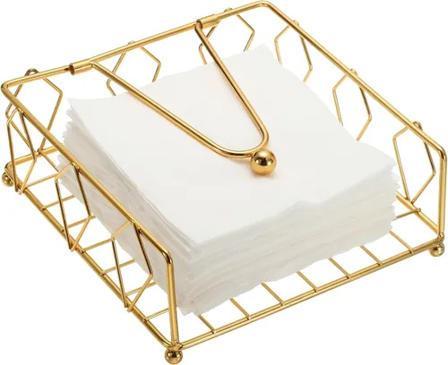 Miniatura 8 de uxcell Servilletero plano de metal, 7.1 x 7.1 x 2.8 pulgadas, elegante decoración de mesa de hierro rústico para el hogar, cocina, hoteles