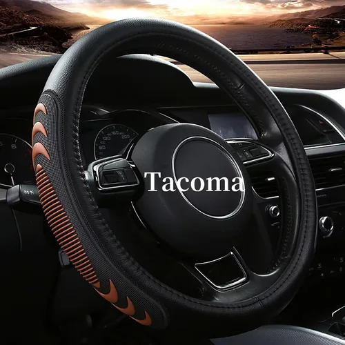 Miniatura 8 de Yangday Funda de volante de cuero para Toyota Tacoma 4Runner Tundra, 15.5-16 pulgadas Funda de volante de coche con partícula antideslizante