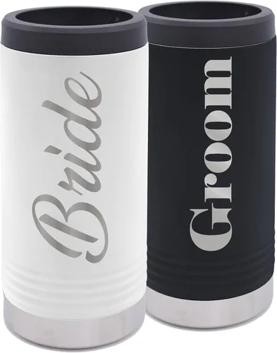 My Personal Memories Bride and Groom - Juego de 2 vasos de viaje aislados – Taza grabada para llevar, regalo para boda, cena de ensayo, luna de