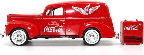 Miniatura 6 de Motor city classics Coca-Cola Diecast coleccionable Furgoneta Ford Delivery 1940 con enfriador Modelo a escala 1:24 fundido a presión 424195