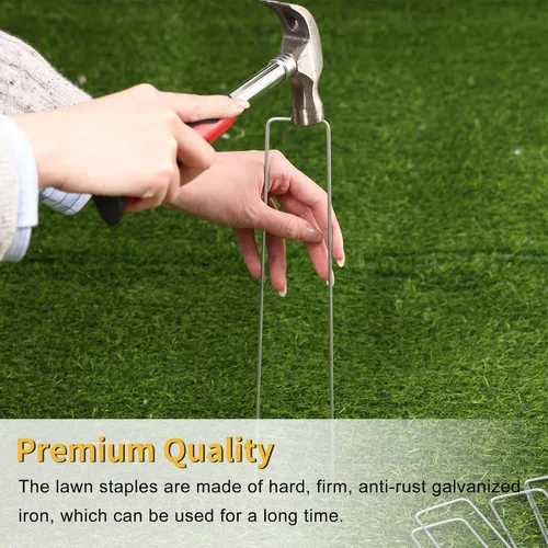 Miniatura 5 de Paquete de 120 Grapas de Paisaje de 12 Pulgadas, Estacas de Jardín de Calibre 11 Galvanizadas, Grapas de Suelo para Césped, Patio, Tienda