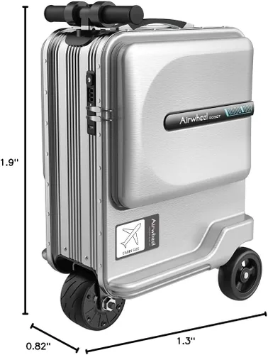 Miniatura 10 de SE3miniT - Equipaje eléctrico de 20 pulgadas para montar en maletas, scooters, equipaje inteligente, plateado, Maleta