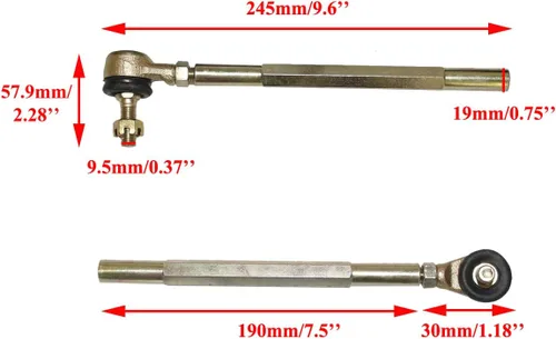 Miniatura 3 de PRO BAT 270mm/10.6'' Steering Wheel Steel Kit 320mm/12.6'' Gear Rack Pinion Adjustable Shaft Set for 110cc Go Kart Golf Buggy UTV