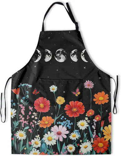 Miniatura 33 de Giwawa Delantal unisex para adultos, impermeable, resistente a las manchas, delantal de cocina con 2 bolsillos para BBQ, parrilla y pintura