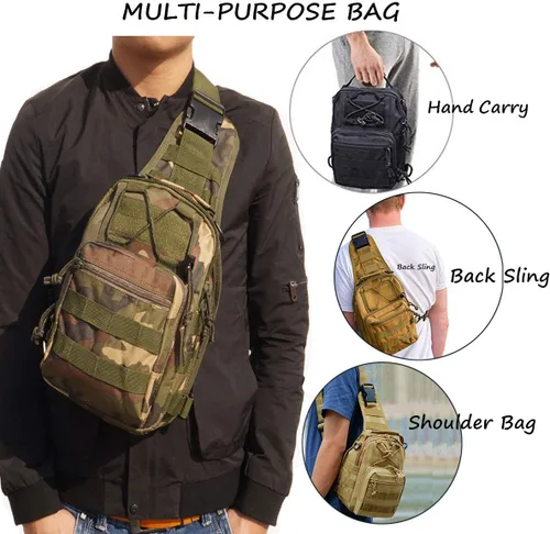 Miniatura 5 de Mochila táctica para el hombro, pequeña, para exteriores, para hombres, viajes, senderismo, camping, mochila para Rover, color negro Camuflaje jungla