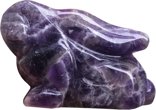 Miniatura 5 de Estatua de conejo sentado de piedra de sangre natural de África de 2 pulgadas, escultura decorativa de Fengshui para decoración del hogar, cristal