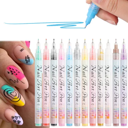 Miniatura 8 de Set de 24 colores de lápiz de esmalte de uñas, pinceles de arte de uñas para pintar, esmalte gel de líneas negras y blancas, pincel de punta Juego