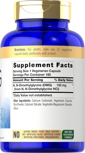 Miniatura 2 de Carlyle DMG N-dimetilglicina 150 mg 180 cápsulas Suplemento sin OMG, sin gluten