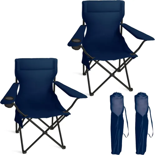 Miniatura 11 de Silla portátil de campamento, paquete de 2, silla plegable para exteriores con portavasos y bolsillo lateral para campamento, senderismo, picnic