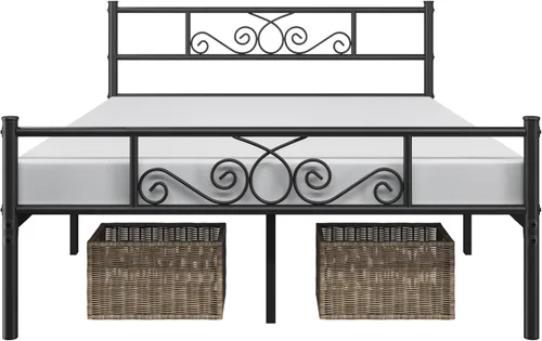 Miniatura 9 de Topeakmart Base de cama de metal clásico negro de 13 pulgadas con cabecero, base de colchón, plataforma de cama, base de cama con listones
