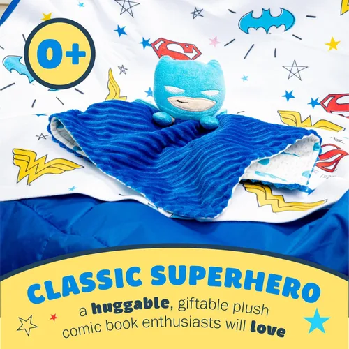 Miniatura 6 de KIDS PREFERRED DC Comics - Manta de seguridad de Batman Lovey, suave y abrazable caballero oscuro, juguete de peluche para bebés y bebés, niños