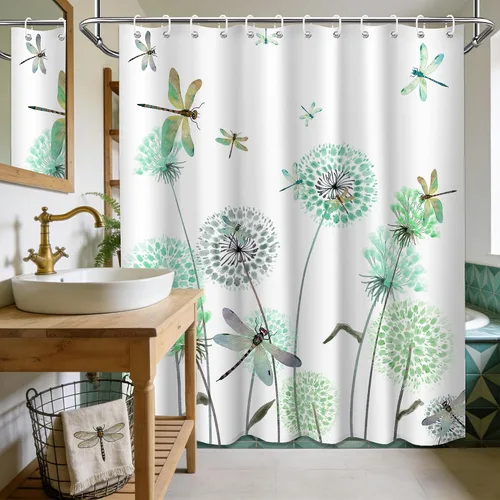 Miniatura 93 de Cortina de ducha floral para primavera y verano, flores silvestres, flores y mariposas, decoración de baño, tela impermeable con ganchos, 70