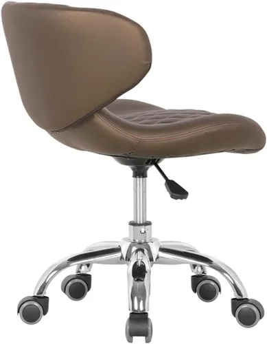 Miniatura 5 de MAYAKOBA HugoII Taburete corto (costura de diamante café), asiento rodante con altura ajustable de 13 a 15 pulgadas, perfecto para sala