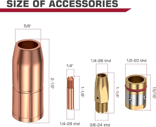Miniatura 6 de ARCCAPTAIN para Miller M-25/40 pieza de soldador de 0.035 pulgadas, boquilla de punta de contacto, difusor de pistola de soldadura MIG, kit